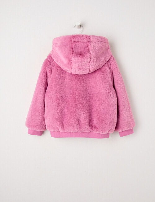 Mac & Ellie Faux Fur Hooded Bomber Jacket, Magenta product photo View 02 L