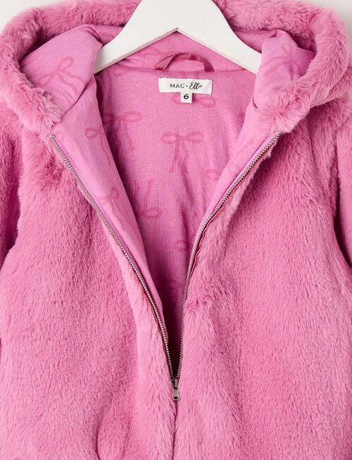 Mac & Ellie Faux Fur Hooded Bomber Jacket, Magenta product photo View 03 L