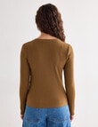 Mineral Hazel Rib Crew Long Sleeve Top, Pecan product photo View 02 S