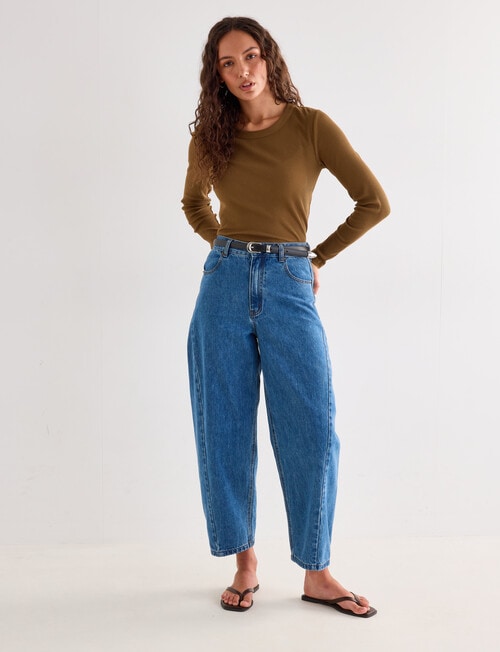 Mineral Hazel Rib Crew Long Sleeve Top, Pecan product photo View 03 L