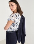 Oliver Black Floral V-Neck Flutter Sleeve Top, Blue & Ivory product photo View 09 S