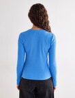 Mineral Hazel Rib Crew Long Sleeve Top, Tranquil Blue product photo View 02 S