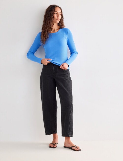 Mineral Hazel Rib Crew Long Sleeve Top, Tranquil Blue product photo View 03 L