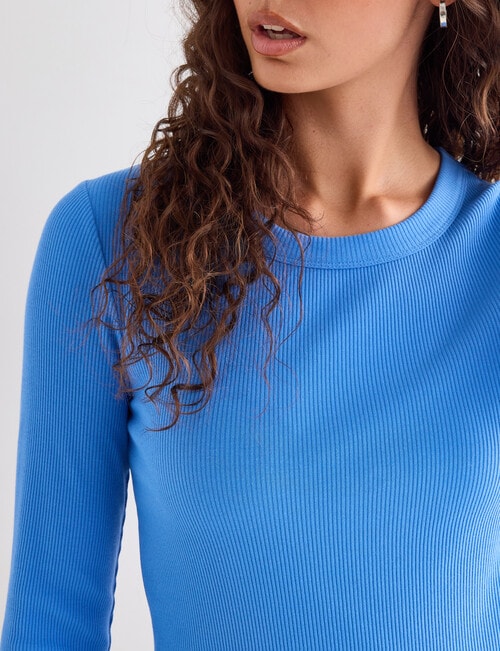 Mineral Hazel Rib Crew Long Sleeve Top, Tranquil Blue product photo View 04 L