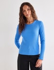 Mineral Hazel Rib Crew Long Sleeve Top, Tranquil Blue product photo View 05 S