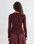 Mineral Hazel Rib Crew Long Sleeve Top, Pomegranate product photo View 02 S