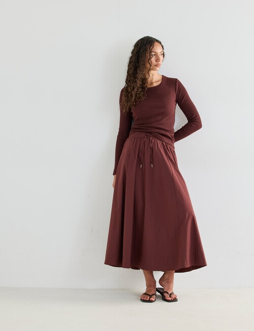 Mineral Hazel Rib Crew Long Sleeve Top, Pomegranate product photo View 03 L