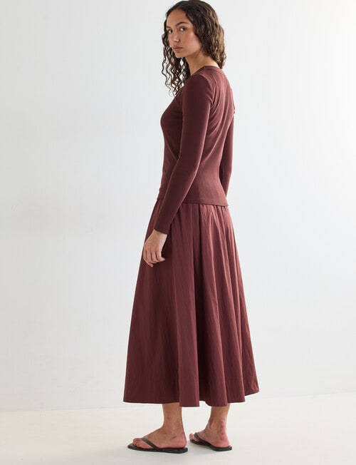 Mineral Hazel Rib Crew Long Sleeve Top, Pomegranate product photo View 10 L