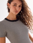 Mineral Hazel Rib Short Sleeve Tee, Oat Marle Stripe product photo