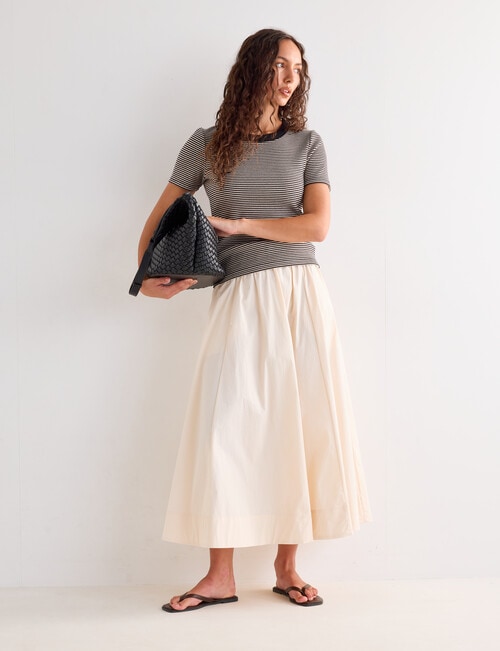 Mineral Hazel Rib Short Sleeve Tee, Oat Marle Stripe product photo View 03 L