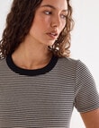 Mineral Hazel Rib Short Sleeve Tee, Oat Marle Stripe product photo View 04 S