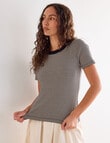 Mineral Hazel Rib Short Sleeve Tee, Oat Marle Stripe product photo View 05 S