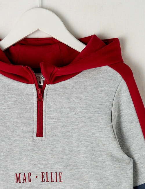 Mac & Ellie 1/4 Zip Colourblock Hoodie, Red product photo View 02 L