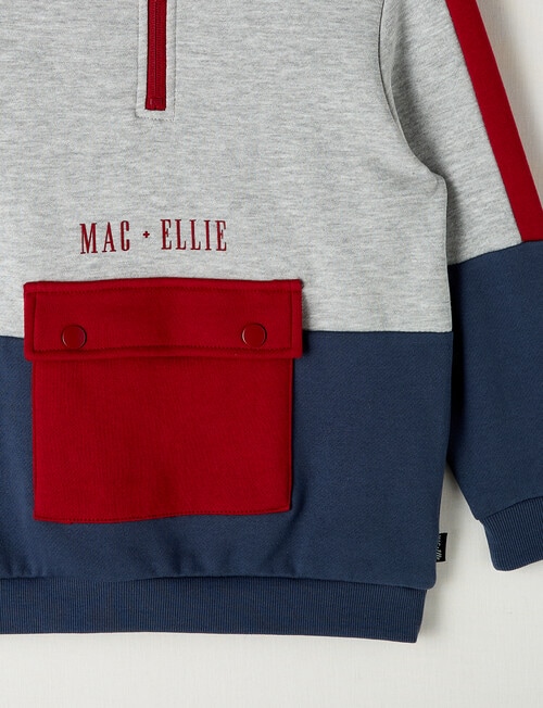 Mac & Ellie 1/4 Zip Colourblock Hoodie, Red product photo View 03 L