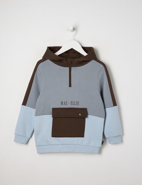 Mac & Ellie Colourblock 1/4 Zip Hoodie, Cloud product photo