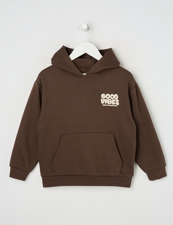 Mac & Ellie Good Vibes Oversize Hoodie, Chocolate product photo