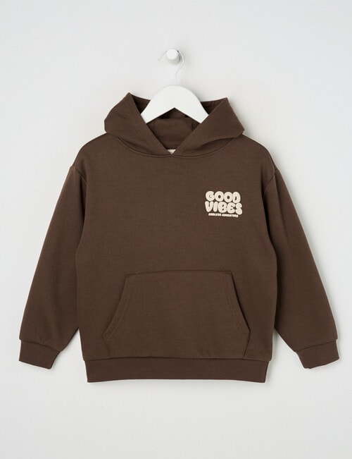 Mac & Ellie Good Vibes Oversize Hoodie, Chocolate product photo