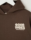 Mac & Ellie Good Vibes Oversize Hoodie, Chocolate product photo View 02 S
