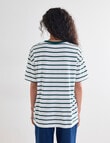 Denim Republic Embroidered Striped Tee, Green product photo View 02 S