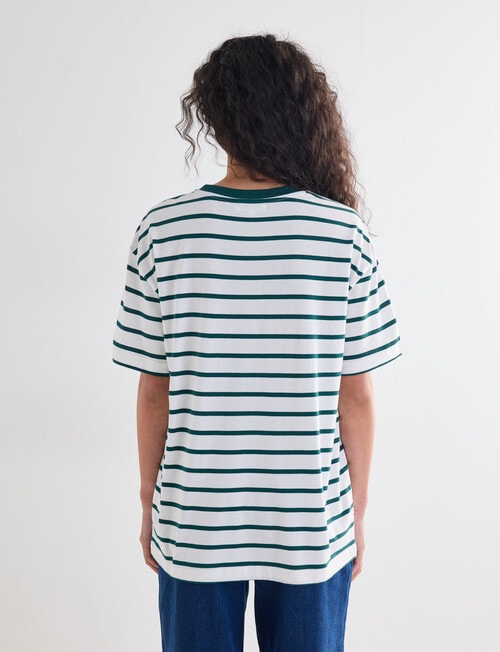 Denim Republic Embroidered Striped Tee, Green product photo View 02 L