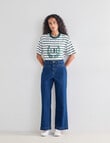 Denim Republic Embroidered Striped Tee, Green product photo View 03 S