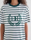 Denim Republic Embroidered Striped Tee, Green product photo View 05 S