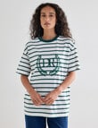 Denim Republic Embroidered Striped Tee, Green product photo View 06 S