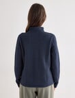 Ella J Two-Way Zip Sweatshirt, Navy product photo View 02 S