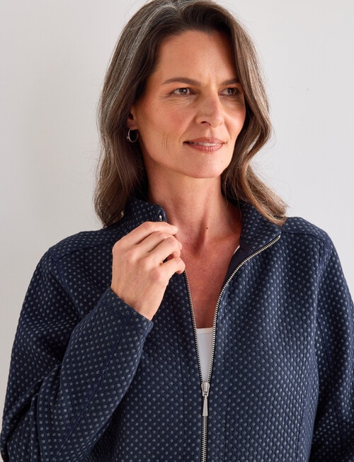 Ella J Two-Way Zip Sweatshirt, Navy product photo View 04 L