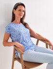 Ella J Ruched Detail Cap Sleeve T-shirt, Blue product photo