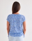 Ella J Ruched Detail Cap Sleeve T-shirt, Blue product photo View 02 S