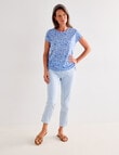 Ella J Ruched Detail Cap Sleeve T-shirt, Blue product photo View 03 S