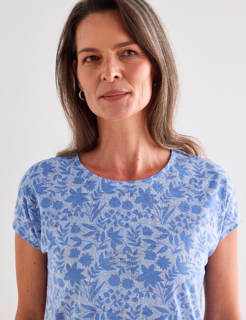 Ella J Ruched Detail Cap Sleeve T-shirt, Blue product photo View 04 L