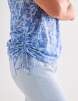 Ella J Ruched Detail Cap Sleeve T-shirt, Blue product photo View 05 S