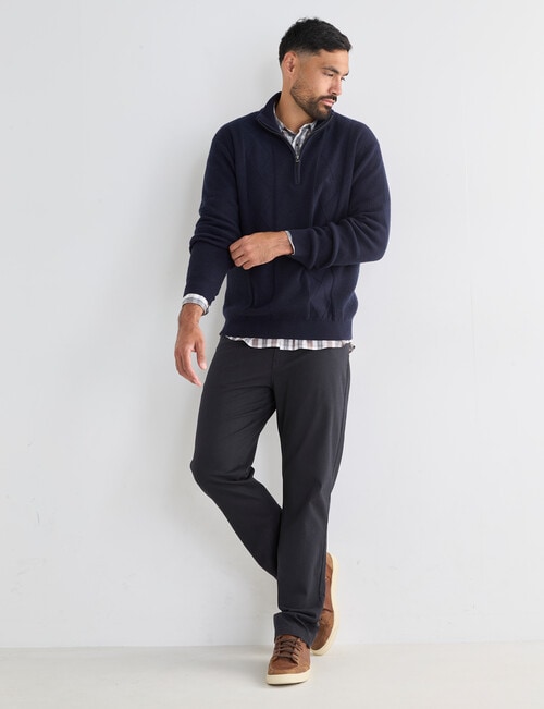 Logan Knit Doyal 1/4 Zip Long Sleeve Pullover, Navy product photo View 03 L