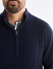 Logan Knit Doyal 1/4 Zip Long Sleeve Pullover, Navy product photo View 04 S