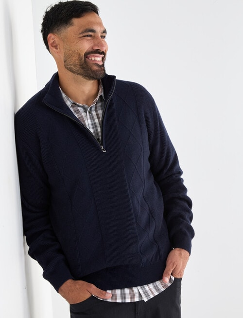 Logan Knit Doyal 1/4 Zip Long Sleeve Pullover, Navy product photo View 05 L