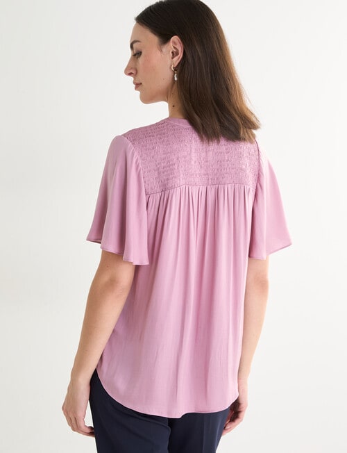 Oliver Black Flutter Sleeve Satin Top, Orchid product photo View 02 L