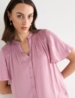 Oliver Black Flutter Sleeve Satin Top, Orchid product photo View 05 S
