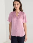 Oliver Black Flutter Sleeve Satin Top, Orchid product photo View 06 S
