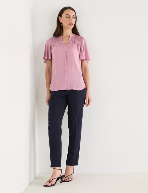 Oliver Black Flutter Sleeve Satin Top, Orchid product photo View 07 L