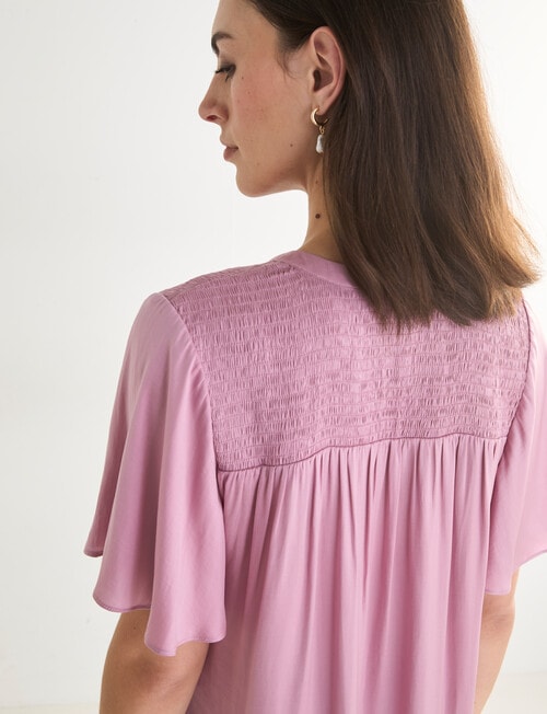 Oliver Black Flutter Sleeve Satin Top, Orchid product photo View 09 L