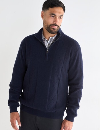 Logan Knit Doyal 1/4 Zip Long Sleeve Pullover, Navy product photo