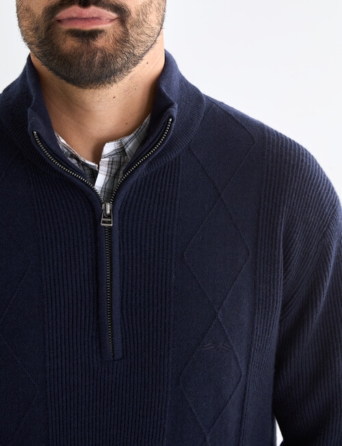 Logan Knit Doyal 1/4 Zip Long Sleeve Pullover, Navy product photo View 04 L