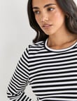 Bodycode Rib Crew Neck Long Sleeve Tee, Black & White Stripe product photo