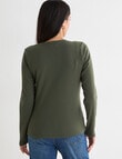 Bodycode Rib Crew Neck Long Sleeve Tee, Khaki product photo View 02 S