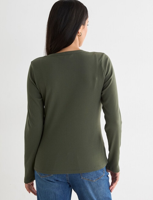Bodycode Rib Crew Neck Long Sleeve Tee, Khaki product photo View 02 L