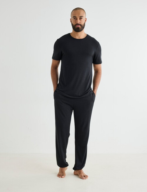 Mazzoni Viscose Rayon from Bamboo Short Sleeve Sleep Tee, Black product photo View 05 L