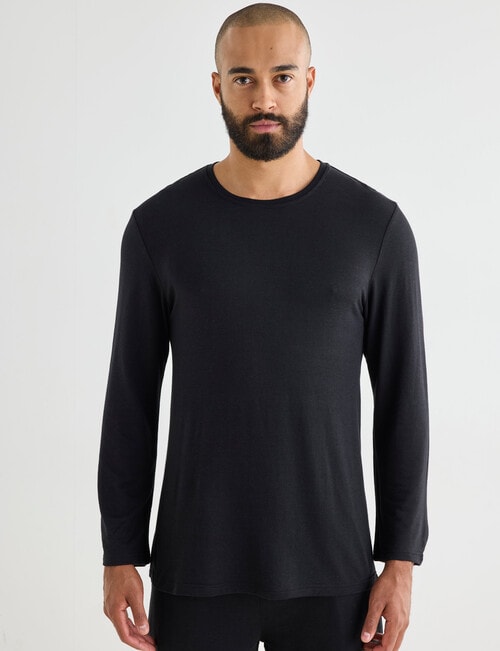 Mazzoni Viscose Rayon from Bamboo Long Sleeve Sleep Top, Black product photo