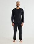 Mazzoni Viscose Rayon from Bamboo Long Sleeve Sleep Top, Black product photo View 03 S
